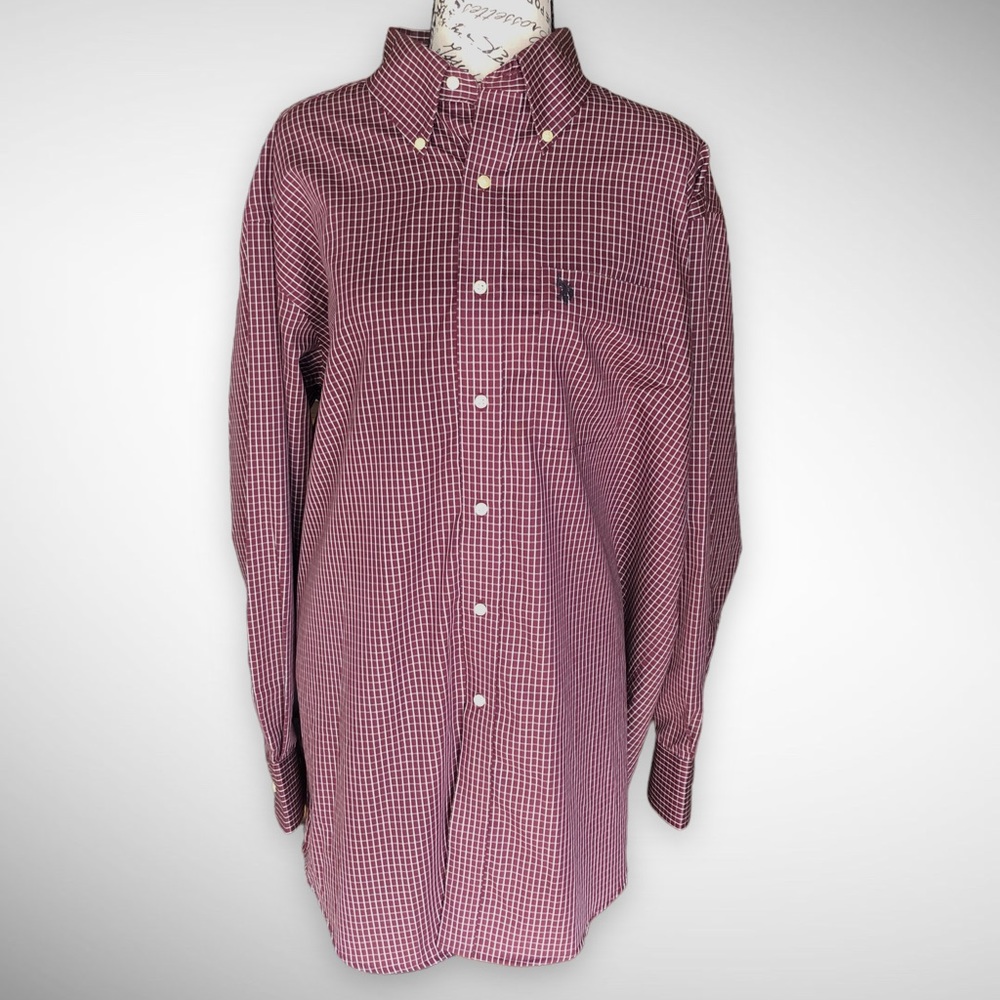 Mens US Polo Assn Shirt Long Sleeve Button Up Plaid